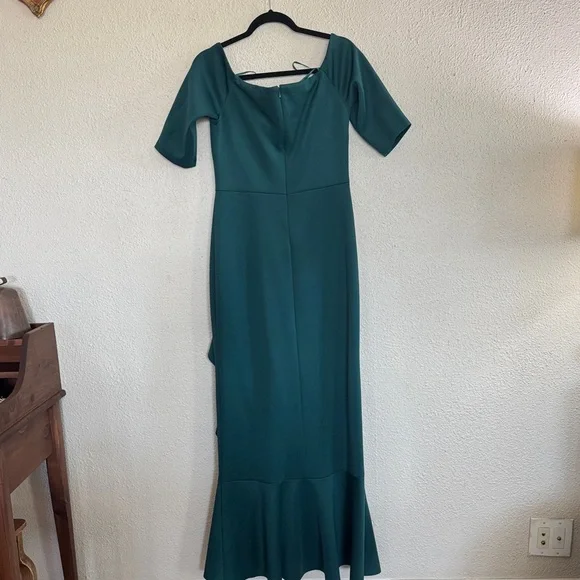 Eliza J Teal Green Formal Dress with Ruffle Cascade - Picture 4 of 4